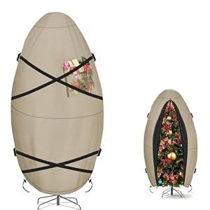 SIRUITON Upright Christmas Tree Storage Bag for 9 ft Tall, Heavy Duty 600D Oxford Fabric Vertical Xmas Storage Bags, Waterproof & Tear-Resistant Christmas Tree Cover with UV Protection