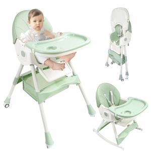 Baby High Chair,HighChairs for Babies and Toddlers with 360 Degree Rotatable Wheels6 in 1/3 in 1 Foldable and Portable,Children's HighchairSuitable for Babies of All Ages to Grow Up