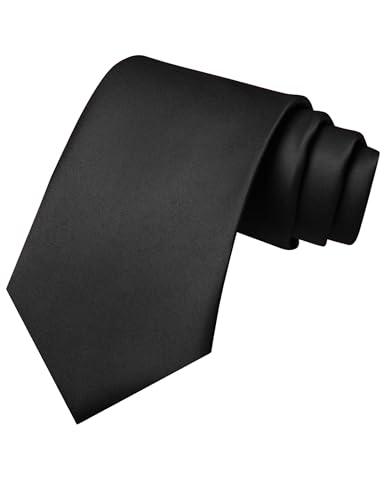 JEMYGINS Black Tie Silk Necktie for Men Business and Wedding