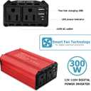 300W Car Power Inverter DC 12V to 110V AC Voltage Converter Car Charger Power Adapter with 3.1A Dual USB Charging Ports, Portable Plug Outlet Car Adapter for Road Trip, Camping, Charging