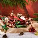 22Pcs Christmas Tree Ornaments Set, Hand Painted Nutcracker Snowman Cupcake Baubles, Shatterproof Plastic Christmas Decorations for Tree, Holiday Hanging Decor (Red &Green)