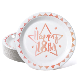 Cheerland 24 Pcs 40th Disposable Party Paper Plates for Blue and Gold Milestones Birthday Celebration Party Supplies and Decorations