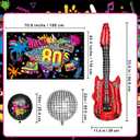 80s Party Decorations Includes Backdrop, Banner, Hanging Swirls, Foil & Latex Balloons, Cake & Cupcake Toppers, Honeycomb Centerpieces for 80s 90s Party Decorations