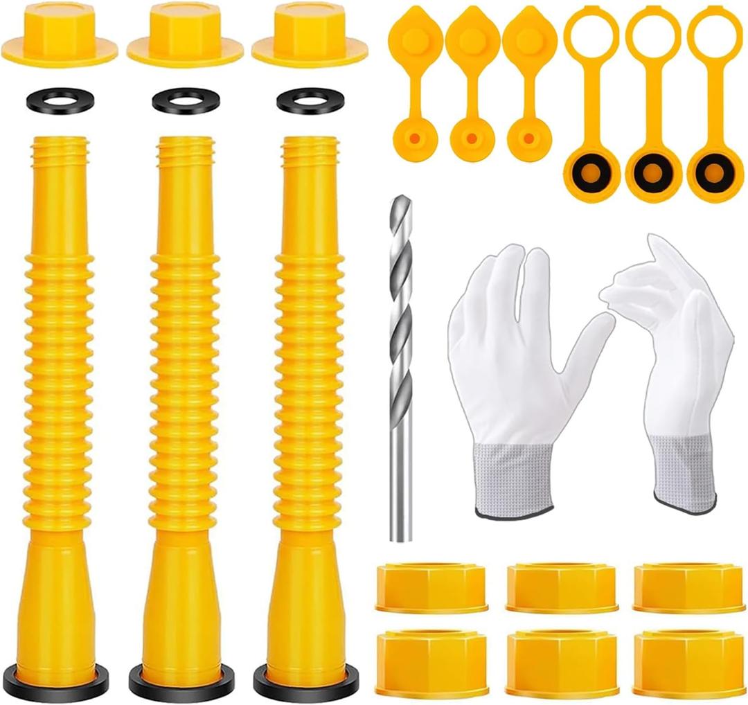 3-Kits Gas Can Spout Replacement,Upgraded Spill-Resistant Nozzle Kit Flexible 8.1-Inch Hose for 1/2/5/10 Gallon Gas Cans (Yellow) 3-Kits Gas Can Spout Replacement,Upgraded Spill-Resistant Nozzle Kit Flexible 8.1-Inch Hose for 1/2/5/10 Gallon Gas Cans (Yellow)