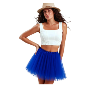 Women Tutu Skirt 5 Layers Tulle Girl Teens Fluffy Tutu Ballet Skirt Short Tulle Skirt Tutu for Women Adults Rave Costume, Bright Blue One Size (15.7 L x 22-24 W in)