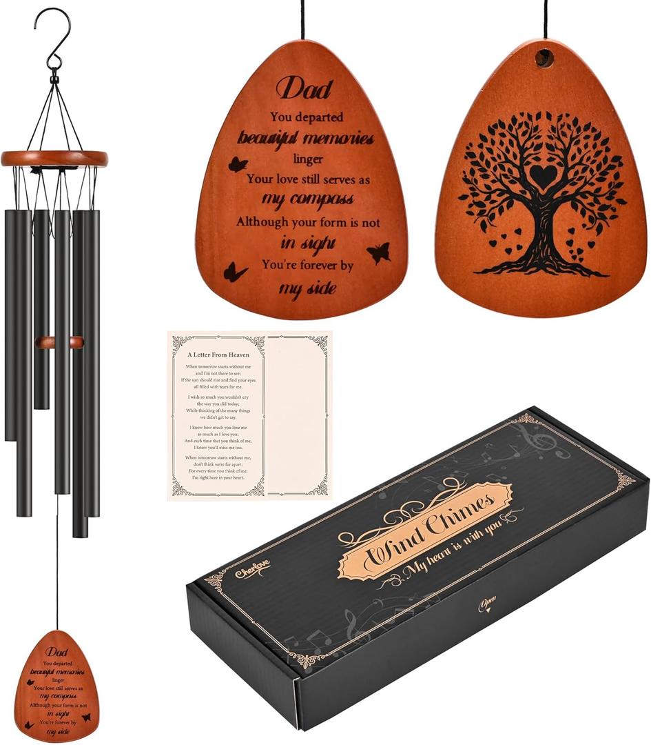 Memorial Wind Chimes for Dad, Sympathy Wind Chimes Memorial Gifts for Loss of Dad, Sympathy Gift for Loss of Father
