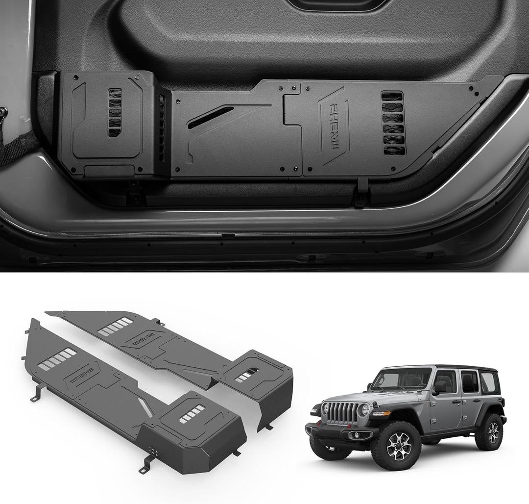 Metal Front Door Pocket Storage Box with Cup Holder Compatible with Jeep Wrangler JL JLU 4XE(2018-2026) & Gladiator JT(2020-2026), Car Side Insert Organizer Box Interior Accessories - 2PCS