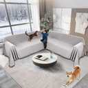 Waterproof Sectional Couch Covers Sectional Sofa Cover L Shaped Corner Sofa Slipcovers Blanket for Dogs Pets Washable Jacquard Quilted L Shape Furniture Protector (75x276 in, Ash Gray)
