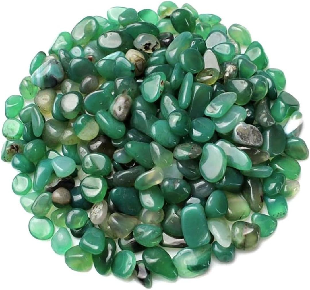 1 Lb (460 g) Green Agate Stones Decorative Rocks Irregular Gemstone Natural Crystal Pebbles Crushed Quartz Pieces for Jewelry Making/Handwork Craft/Home Decoration