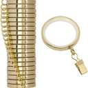 20 Pack Premium Easy Glide Curtain Rings with Clips, Metal Drapery Rings with Silent Nylon Inserts, 2 inch Diameter (1-5/8 inch Inside Diameter) Gold Curtain Rod Clips & Rings for Windows