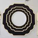 " OCCASIONS " 120 Plates Pack,(60 Guests) Heavyweight Premium Wedding Party Disposable Plastic Plates Set -60 x 10.5'' Dinner + 60 x 8'' Salad/Dessert (Imperial in Black & Gold), 120 Piece