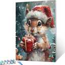 Tucocoo Cute Squirrel Paint by Numbers for Adults Red Christmas Box DIY Oil Painting Acrylic Paints Artwork Art Craft for Home Wall Decor Pictures 16"x20" Unframed (PBN-Xmas Animal 04)