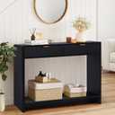 Entryway Table with Storage, Narrow Console Table with Drawers, 43.3' Couch Table Behind Sofa Long and Skinny for Living Room TV, Hallway Entrance Foyer, Mid Century Modern Black Fluted Console Table (2 Drawers-P)