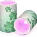 YETTASBIN St. Patrick's Day Clover Flameless Candles with Remote Control and Timer, Adjustable Brightness Long Lasting Battery Operated LED Pillar Candles for Indoor Outdoor Party Home Decor, 2 Pack