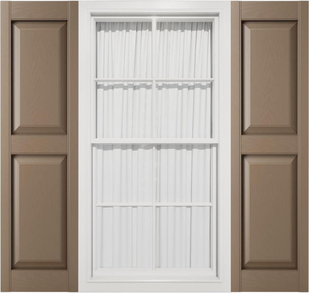 12"W x 39"H Mid-America Vinyl, Standard Size Williamsburg Double Panel Shutters, w/Installation Shutter-Lok's & Matching Screws (Per Pair), 385 - French Roast