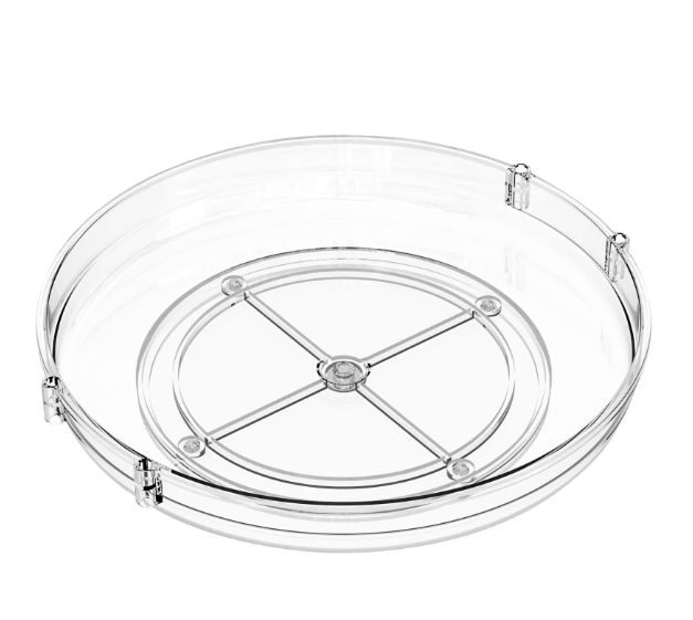 2pcs Turnable Transparent Spice Holder Multi-Function Makeup Tray for Organized Storage Smooth Rotating Design for Kitchen Countertop and Vanity Use