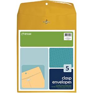 Top Flight Clasp Envelopes Gummed and Clasped Closure 9 X 12-Inches (Pack of 12)