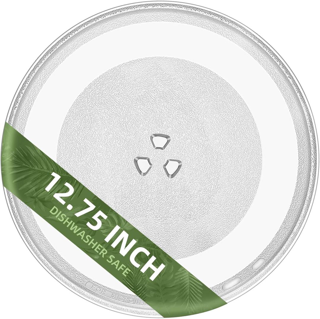 12.75" Microwave Plate Replacement for WB49X10129 GE Microwave Glass Plate, LG 3390W1A027A and Kenmore Microwave Glass Plate 1B71961H Compatible With WP8172138 12 3/4 inch Whirlpool Microwave Plate (12.75" Small Coupler Hole)