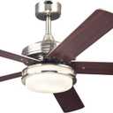 Westinghouse Lighting 7209100 Transitional Castle LED 52 inch Brushed Nickel Indoor Ceiling Fan, LED Light Kit with Opal Frosted Glass