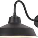 Dusk Till Dawn Gooseneck Wall Lights Black Outdoor Barn Wall Sconce Farmhouse Wall Mount Lights Black on The Outside, White on The Inside lampshade for Porch Entryway Garage 14in