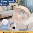 JFOVMCYG Electric Baby Swing for Infants 0-9 Months, Portable Infant Swing with 5 Speeds, Bluetooth Audio, Remote Control, USB Power Cable & Adapter Included, Lvory White, Up to 20 lbs