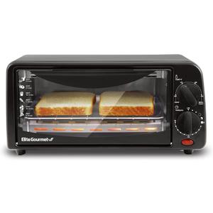 Elite Gourmet ETO236 Personal Compact 2 Slice Countertop Toaster Oven with 15 Minute Timer & Adjustable Temperature, Bake, Broil, & Toast, Black