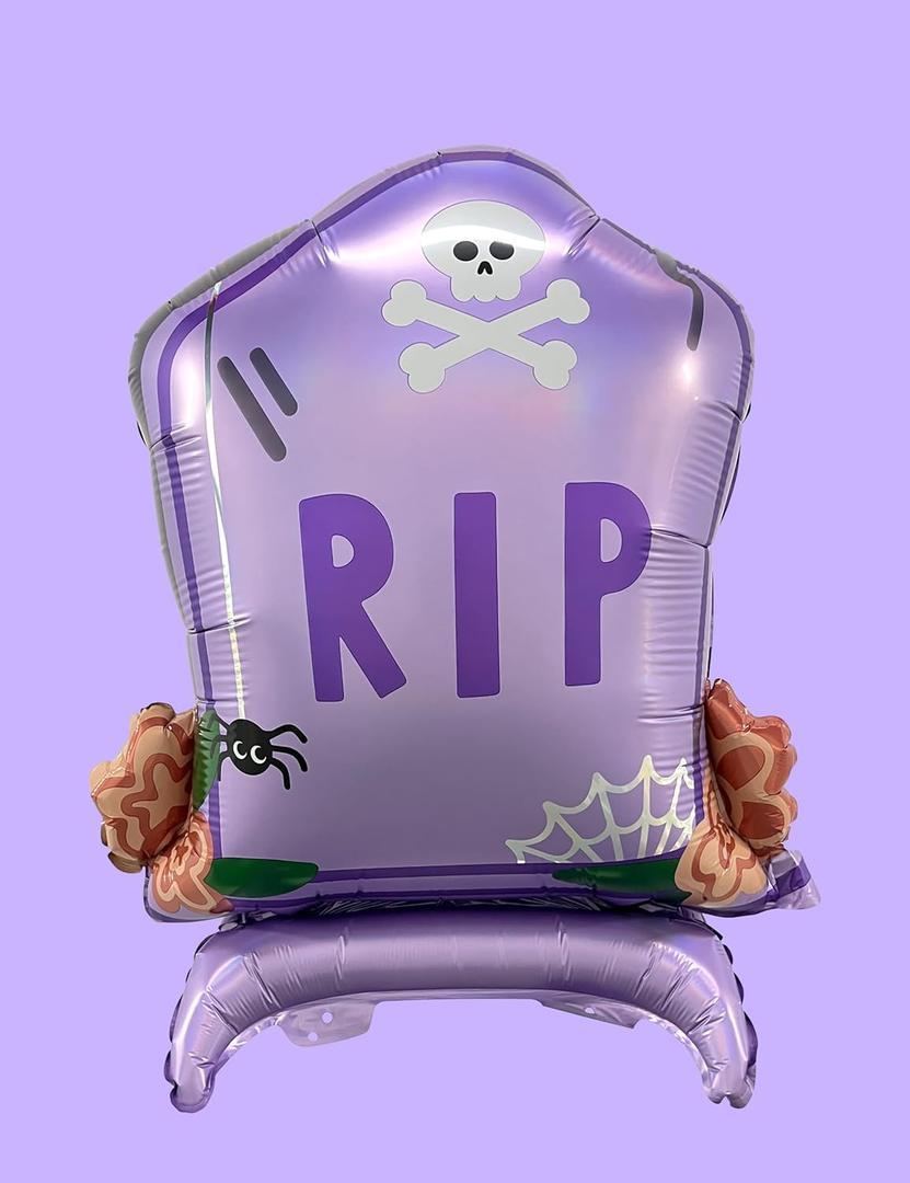 HOUSE OF PARTY Halloween Balloon - Extra Large 22 inch Gravestone Halloween Foil Balloon for Birthday Party Supplies and Decoration Indoor