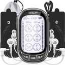 Dual Channel TENS EMS Unit 24 Modes 36 Levels, Upgraded Large Screen Intensity Muscle Stimulator for Back Neck Shoulder Pain Relief, Rechargeable Electric Pulse Massager TENS Machine with 10 Pads (Black)