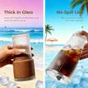 18oz Ribbed Glass Tumbler with Lids & Straws, Set of 2 -Vintage Ribbed Iced Coffee Cups, Reusable Smoothie & Cocktail Drinking Glasses - Perfect for Daily Use & Travel