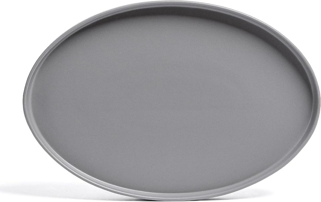 Over&Back Stackable Stoneware Serving Platter - Elegant 1-Piece Oval Serving Platter to Complete Your Kitchen Set - Perfect for Appetizers, Desserts, and More - 16" L x 11" W - Semi-Matte Charcoal
