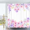 AO BLARE Floral Shower Curtain, Watercolor Pink Flower Spring Flower Fabric Bathroom Shower Curtain Set with Hooks 72 X 72 Inches