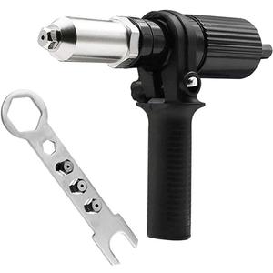 Rivet Gun Adapter Kit,Electric Power Drill Rivet Attachment,Easy Processing for Pop Riveting Work,with 4 Rivet Heads 2.4mm 3.2mm 4.0mm 4.8mm