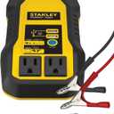 STANLEY PI500S Power Inverter 500W Car Converter: Dual AC Outlets, 3.1A USB Ports, 12V DC Adapter, Battery Clamps