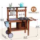 ROBOTIME Mud Kitchen for Kids Outdoor with Wheels, Fun Wooden Kid Kitchen Playset for Backyard Pretend Cooking, Outdoor Sink & Storage, Role Play Toy for Boys and Girls Ages 3+