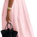 SOLY HUX Women's Summer Dress Backless V Neck Spaghetti Strap Loose Flowy Midi Cami Dresses (Medium, Solid Light Pink)