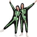 Spooktacular Creations Halloween Skeleton Costume, Family Matching Skeleton Costume for Halloween Cosplay Party (Small, Fluorescent Green)