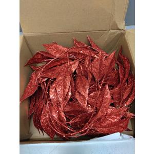 3 Pcs 6FT Christmas Garland Red Glittered Artificial Magnolia Leaves for Mantle Christmas Tree Decorations Indoor Outdoor Hanging Garland Ornaments Garden Door Wall Window Stair Holiday Home Decor