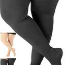 Extra Wide Compression Stockings for Men and Women 20-30mmHg - Opaque Compression Thigh High for Circulation, Arthritis, Edema, Lymphedema, Swelling - Black, 5X-Large - A213BL8