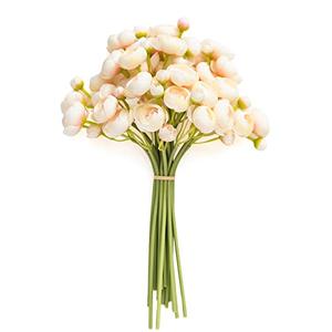 Ling's moment Ranunculus Artificial Flower, Faux Silk Mini Ranunculus Flowers for DIY Bouquet, Bulk Fake Wedding Filler Flowers for Centerpieces Arrangements Bridal Shower Decorations, Pink Shade 7 Pcs, White Pink Shades 