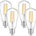 WIHTU LED Filament Light Bulbs, Bright Vintage 6W LED Edison Bulbs, St58 2700K Warm Light Bulbs with CRI 85+, E26 Standard Base, 900LUM, Non-Dimmable, Clear Glass, Pack of 4