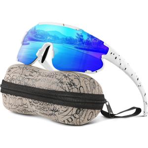 Kids Baseball Polarized Sunglasses: Sports Sunglasses for Boys Girls 3-12 Youth Sun Glasses for Cycling Running (A1-white Frame Blue Lens)