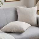 FUTEI Natural Decorative Throw Pillow Covers 16x16 Inch Set of 2,Soft Linen Slub Texture Cushion Case,Farmhouse Home Decor for Couch Bed Living Room