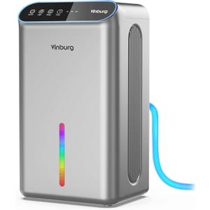 Dehumidifiers for Home (85 OZ Water Tank, 800 sq.ft) Quiet Small Dehumidifier for Basement Bedroom Bathroom with Drain Hose, 3 Gear Timer, Sleep Mode, Auto Shut Off, 7 Color Ambient Light (Black Sliver)