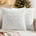 MIULEE Christmas Pure White Throw Pillow Covers Snowflakes Decorative 1818 Inch Faux Wool Winter Festival Couch Pillow Covers Set of 2 Farmhouse Holiday Home Decors for Sofa Livingroom Bed