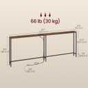 VASAGLE 78.8" Console Table, Narrow Behind Couch Table with Outlet | Sofa Tables with 2 Hooks, for Entryway, Living Room, Easy Assembly, Rustic Brown and Ink Black, BARNET Collection ULNT077K101