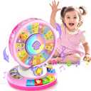 Toys for 1 2 3 Years Old Boys Girls, Musical Spin & Sing Alphabet Zoo with Lights & Sounds, Learning Educational Toys for Toddler 1-3, Christmas Birthday Gifts for Baby Kids Age 6-9-12-18 Months (Pink)