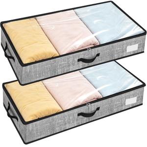2 Pack Under Bed Storage Containers Ex-thick Solid Underbed Storage Bins