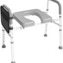 OasisSpace Raised Toilet Seat with Handles - Cozy Padded Elevated Medical Toilet Seat Riser, 350lb Adjustable Safety Assist Shower Chair w/Side Pocket for Adults Elderly, Handicap Pregnant Individuals
