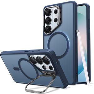 ESR for Samsung Galaxy S26 Phone Case with Stash Stand, Compatible with MagSafe, Military-Grade Protection, Magnetic Case for Samsung Galaxy S26, Scratch-Resistant Back Cover, Frosted Navy Blue