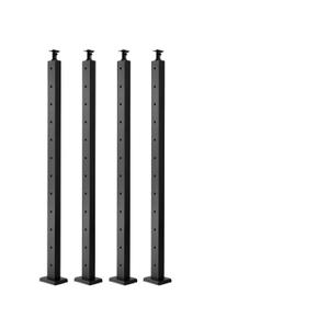 4 Pack Cable Railing Post, 42"x2"x2" Level Drilled Deck Railing Post, SUS304 Stainless Steel Black Cable Railing System Kit for Indoor Outdoor Deck Balcony, 4JZLGZXHS106URZU0001V0